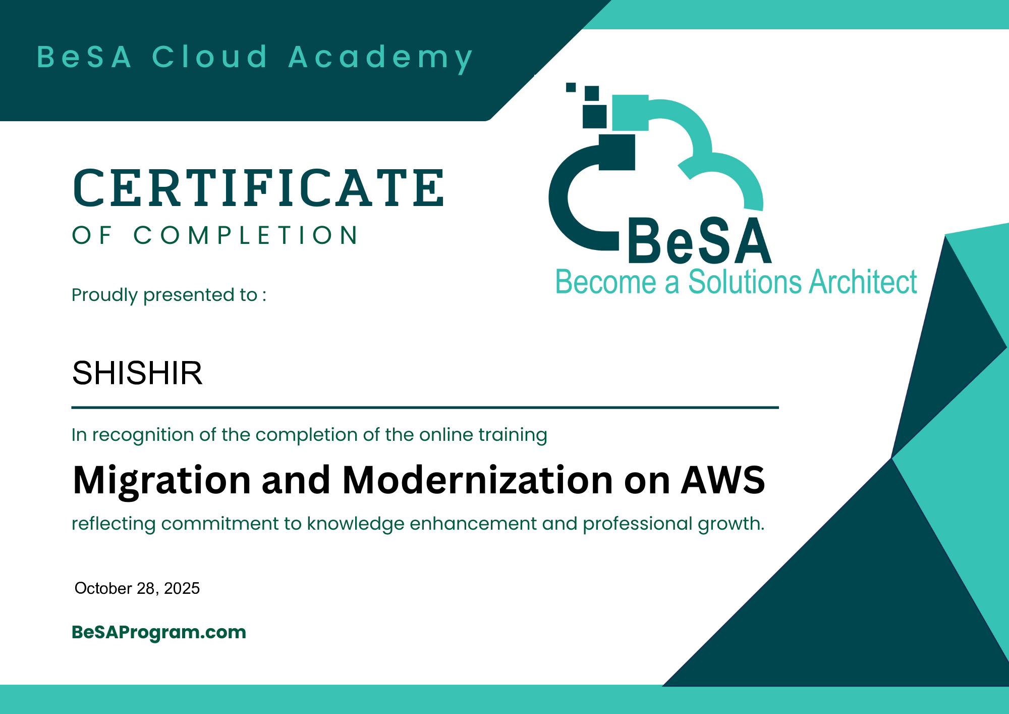 SHISHIR  - Migration and Modernization on AWS