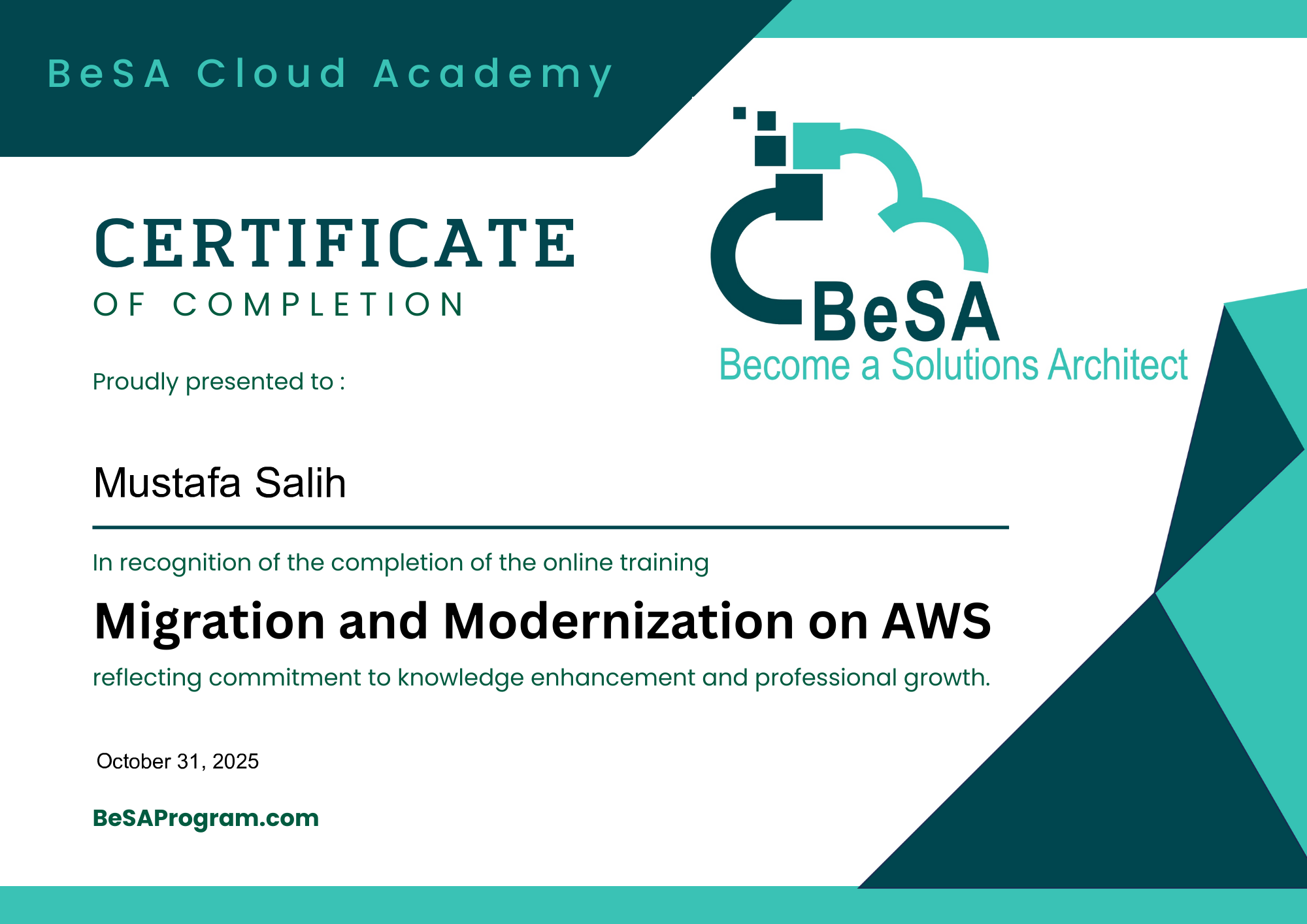 Mustafa Salih - Migration and Modernization on AWS