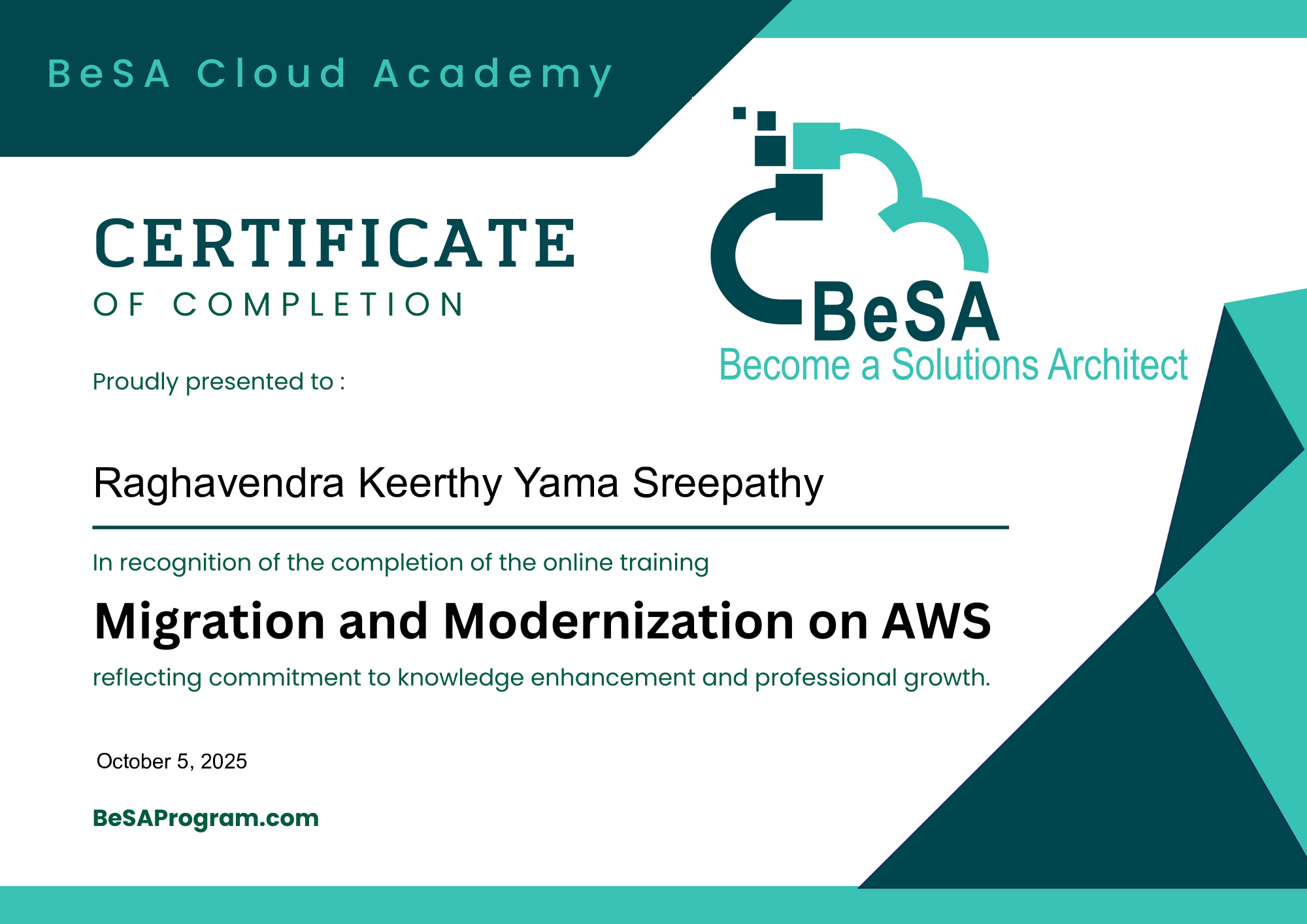 Raghavendra Keerthy Yama Sreepathy - Migration and Modernization on AWS